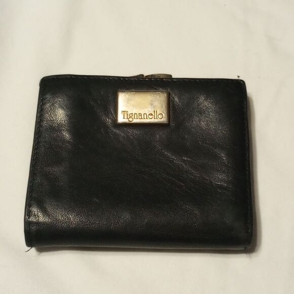 Black Leather Tignanello Wallet - Picture 1 of 7